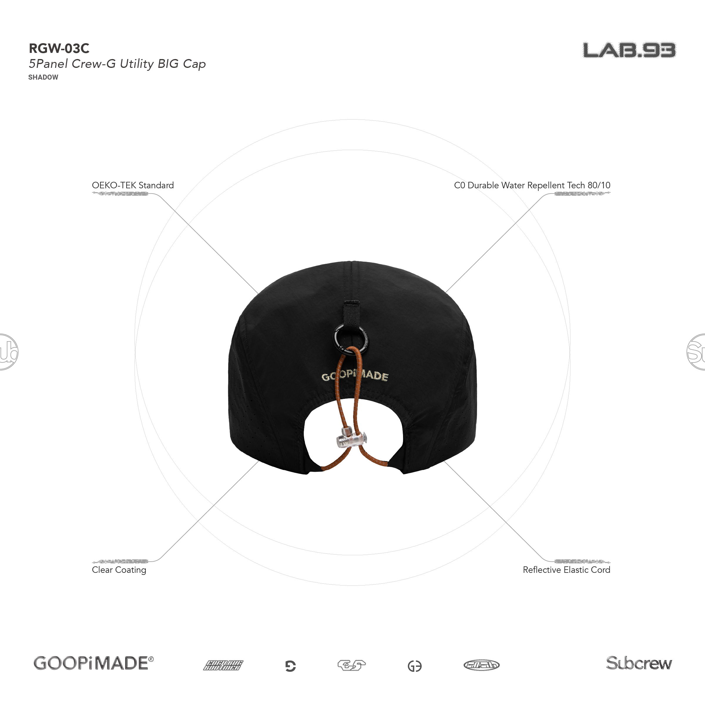 帽子 GOOPiMADE RGW-03C Crew-G Utility BIG Cap RGW-01C” 4Panel Logo Utility Mesh Cap