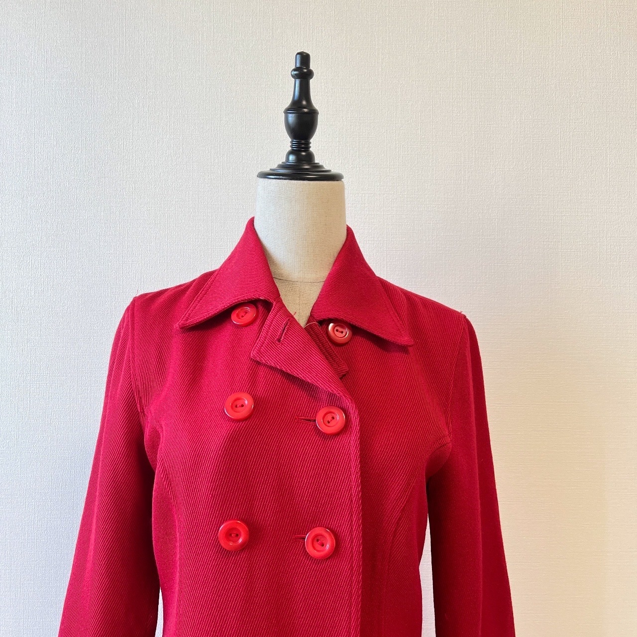 日本製紅色雙排扣修腰古著外套