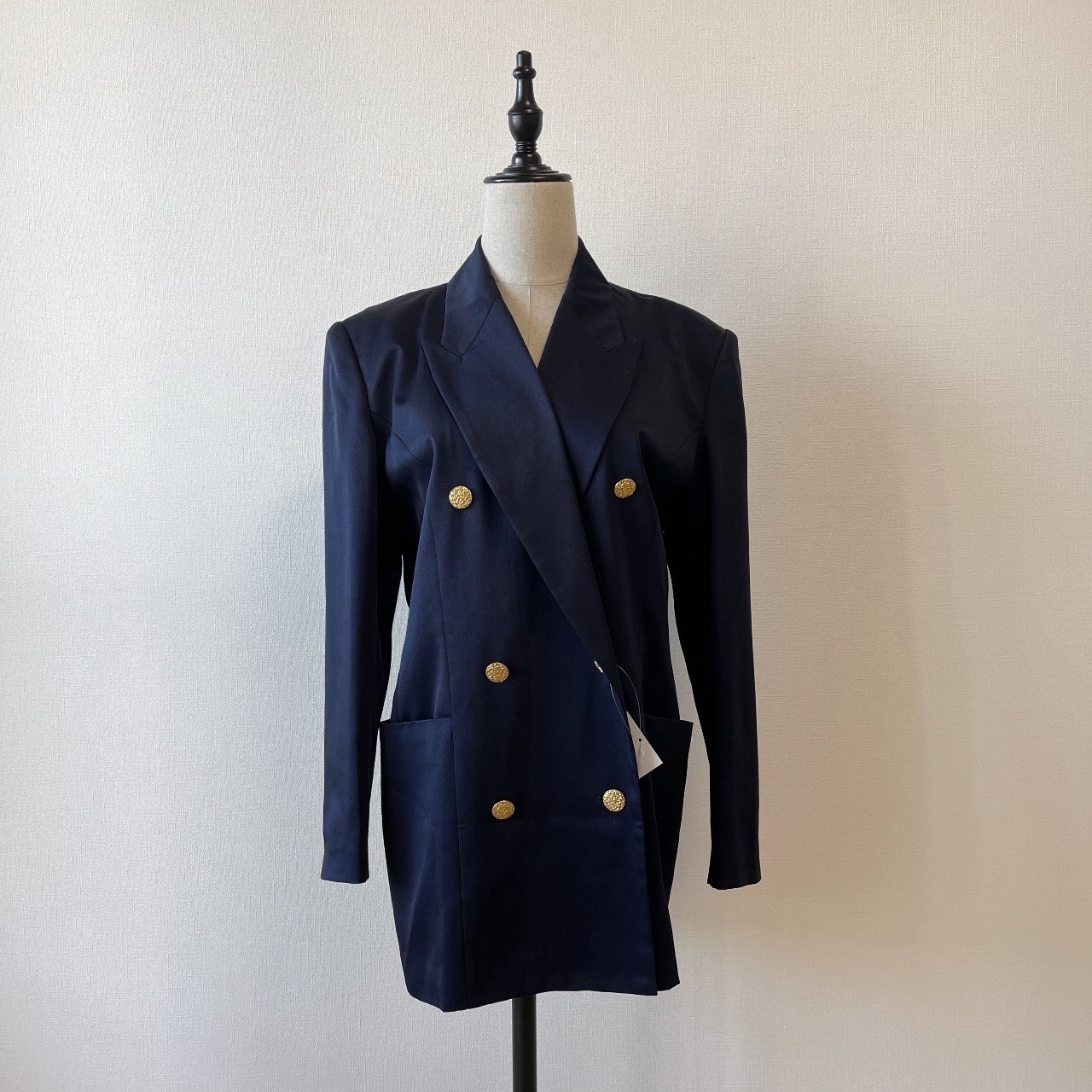 海軍藍金色雙排鈕長身西裝外套
