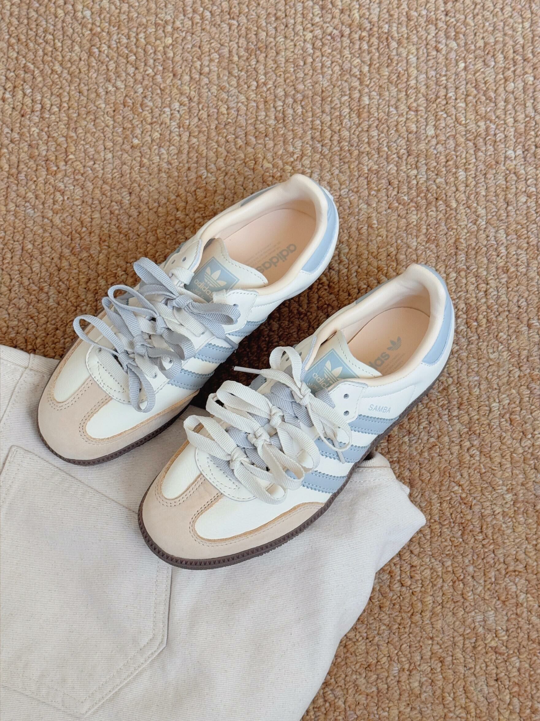 Adidas Originals Samba OG 藍紋乳酪 寶寶藍 奶油色 皮革 復古 德訓鞋 T頭鞋 JH7299/預購