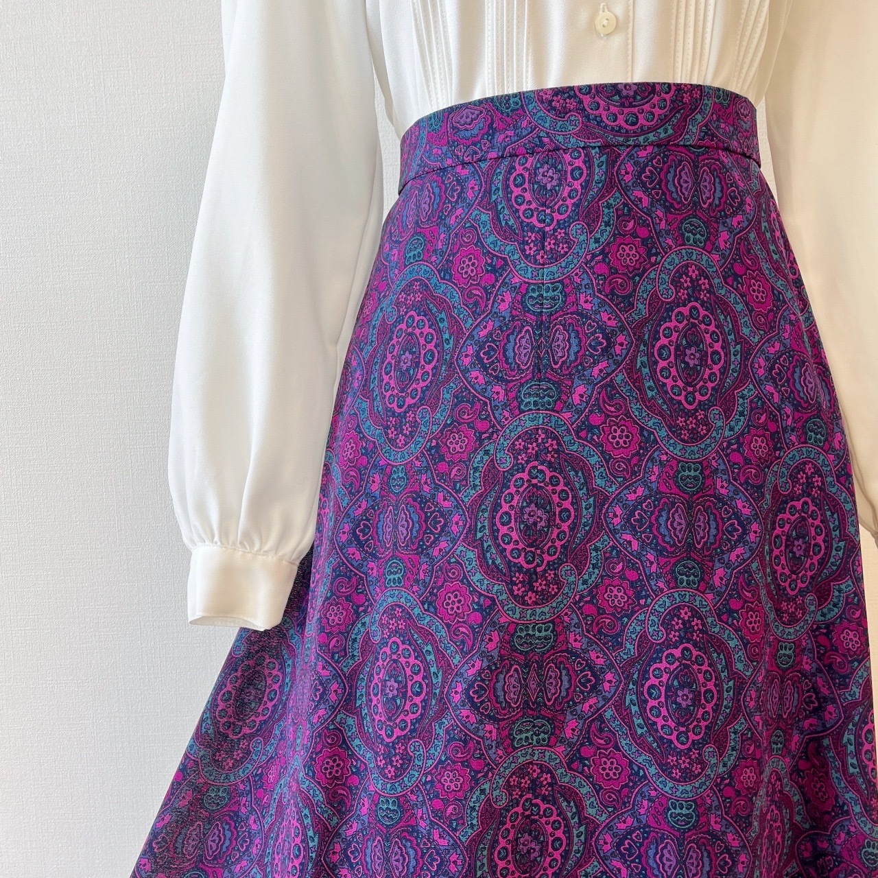 紫色萬華鏡圖案古著半身裙