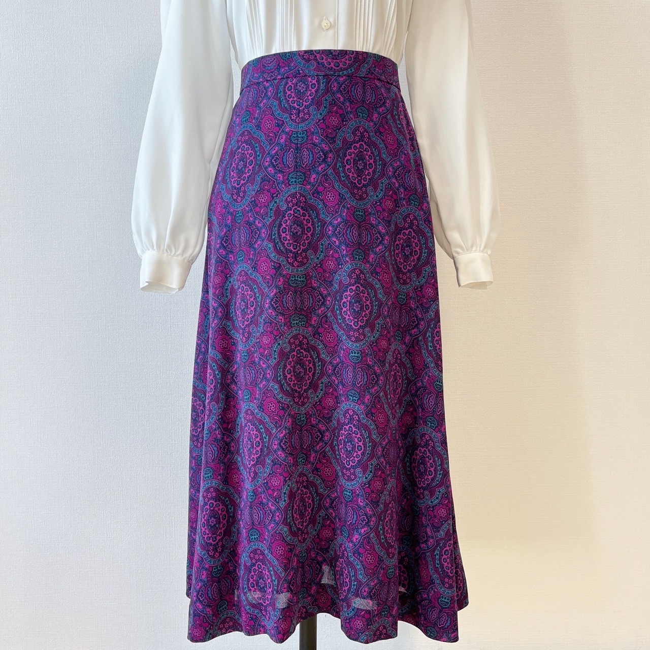 紫色萬華鏡圖案古著半身裙