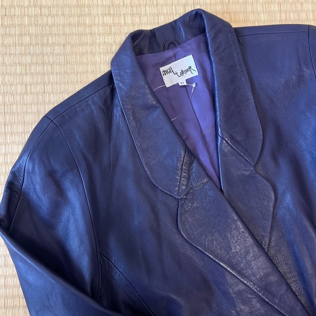 日本製Angel Leather紫色羊皮孖襟外套