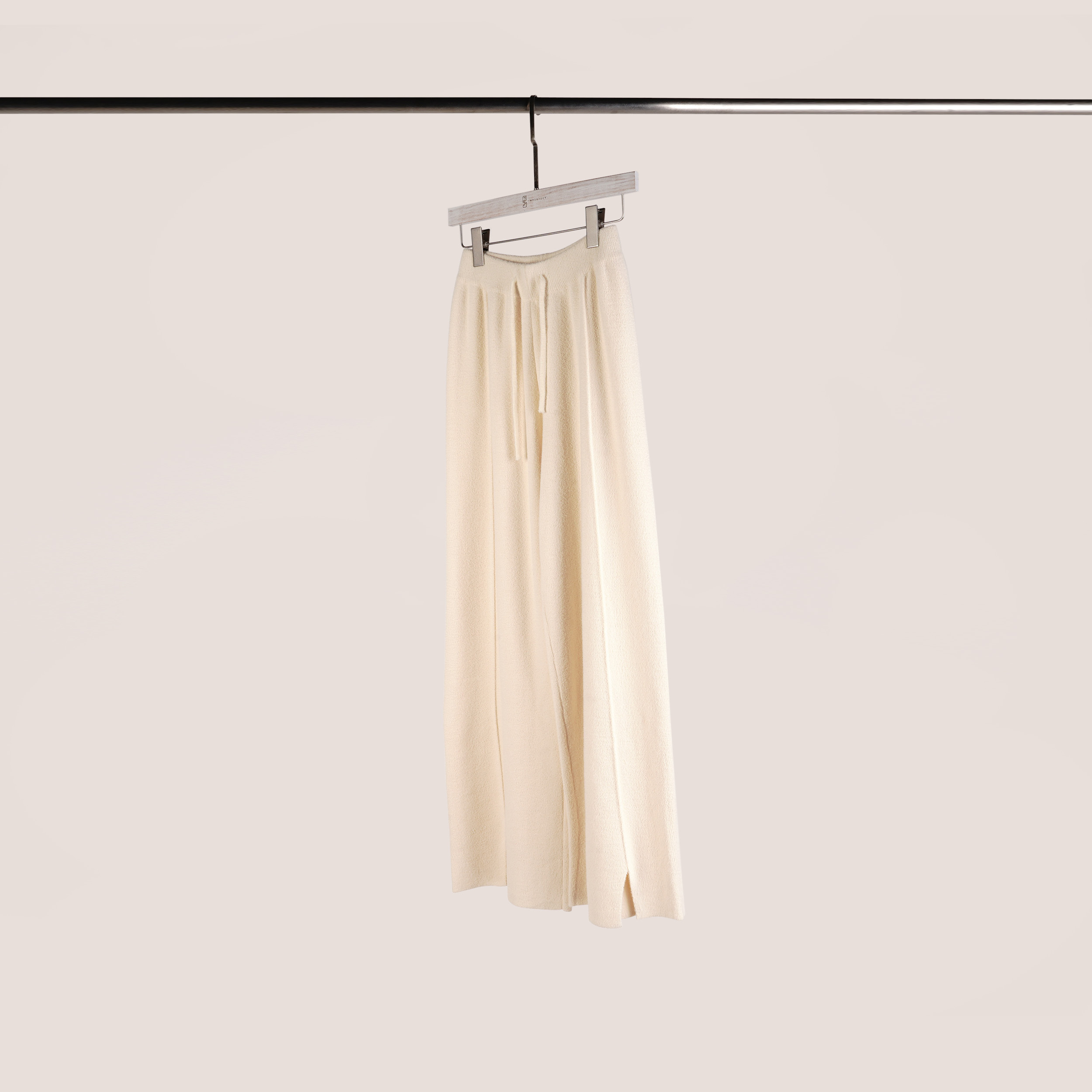 質感壓褶小開衩針織寬褲 | 2色