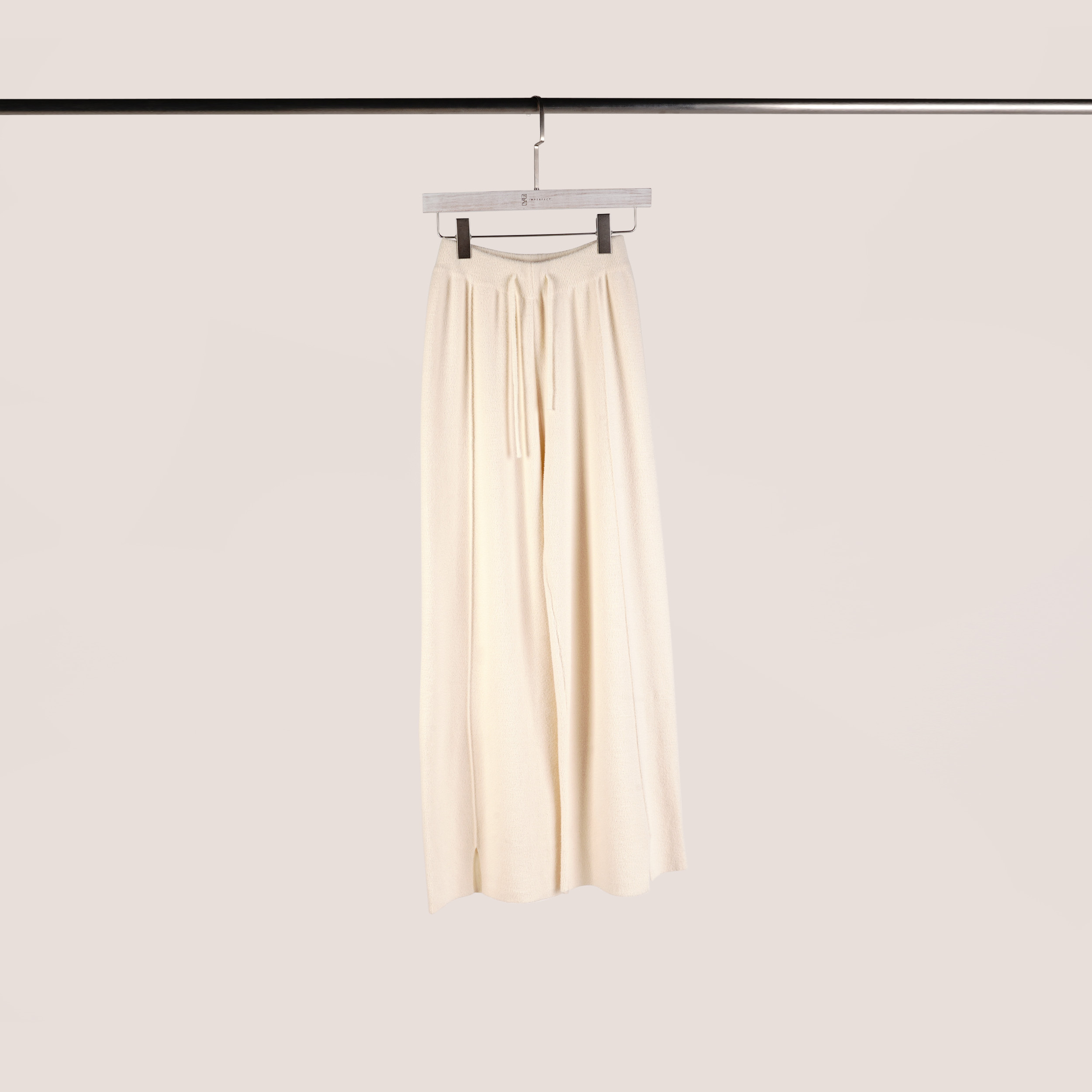 質感壓褶小開衩針織寬褲 | 2色