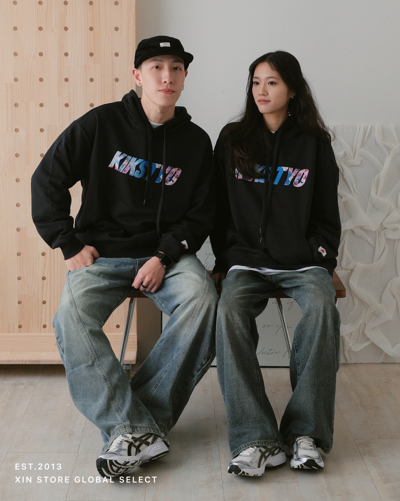 <經典回憶殺>KIKS TYO 星野亞希 櫻花LOGO 帽TEE 黑