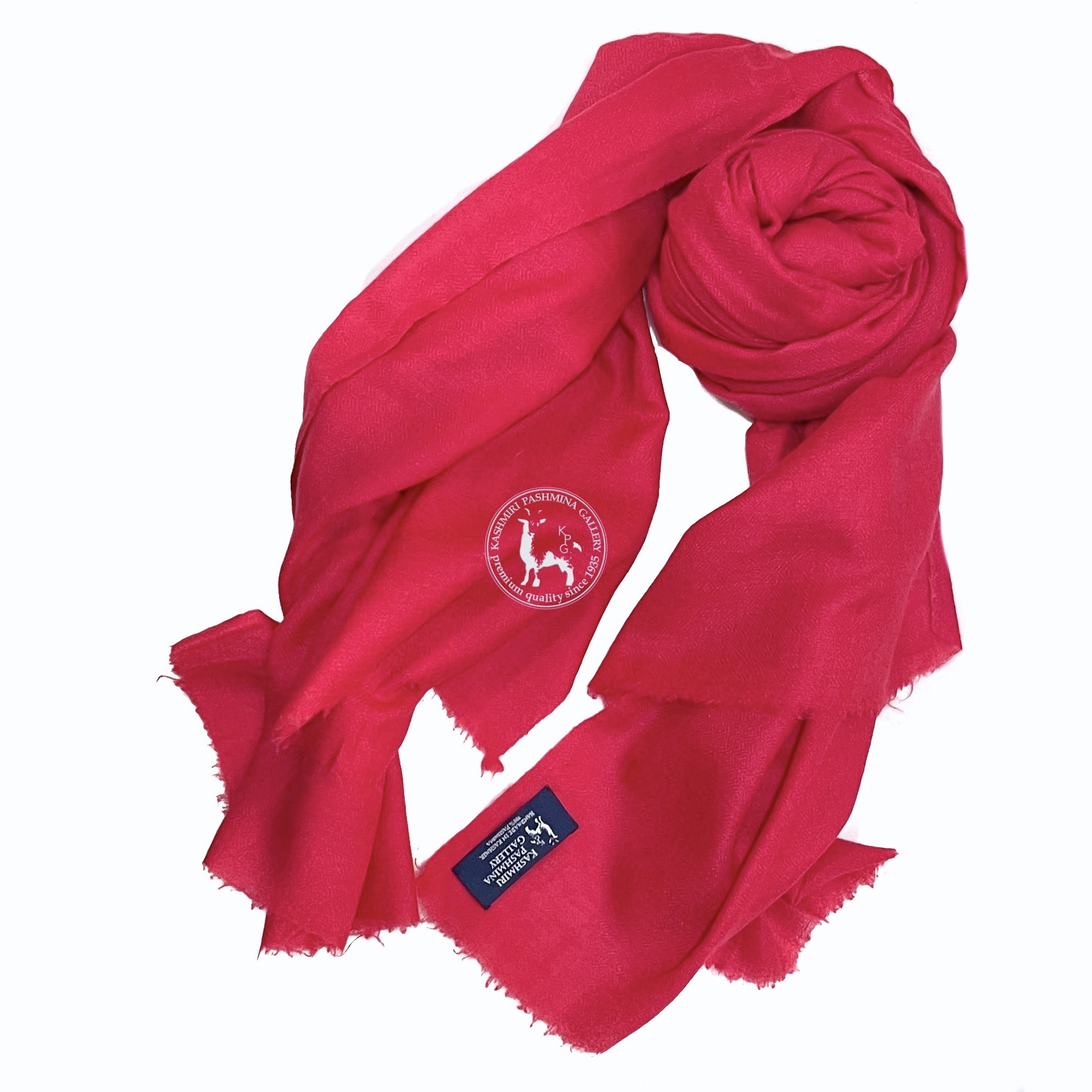 紅色手工編織喀什米爾山羊絨披肩圍巾