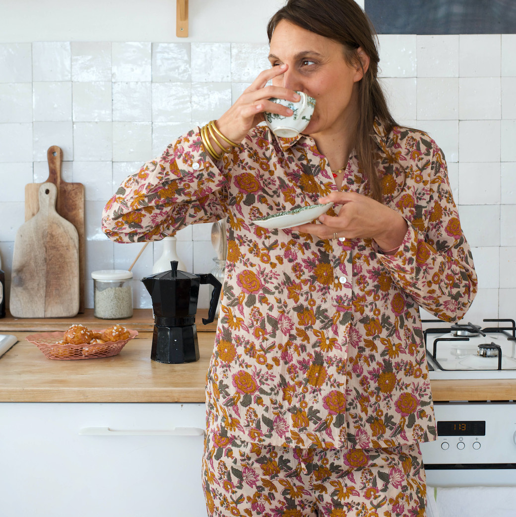 果阿茶色混桃紅-長袖｜睡衣套裝