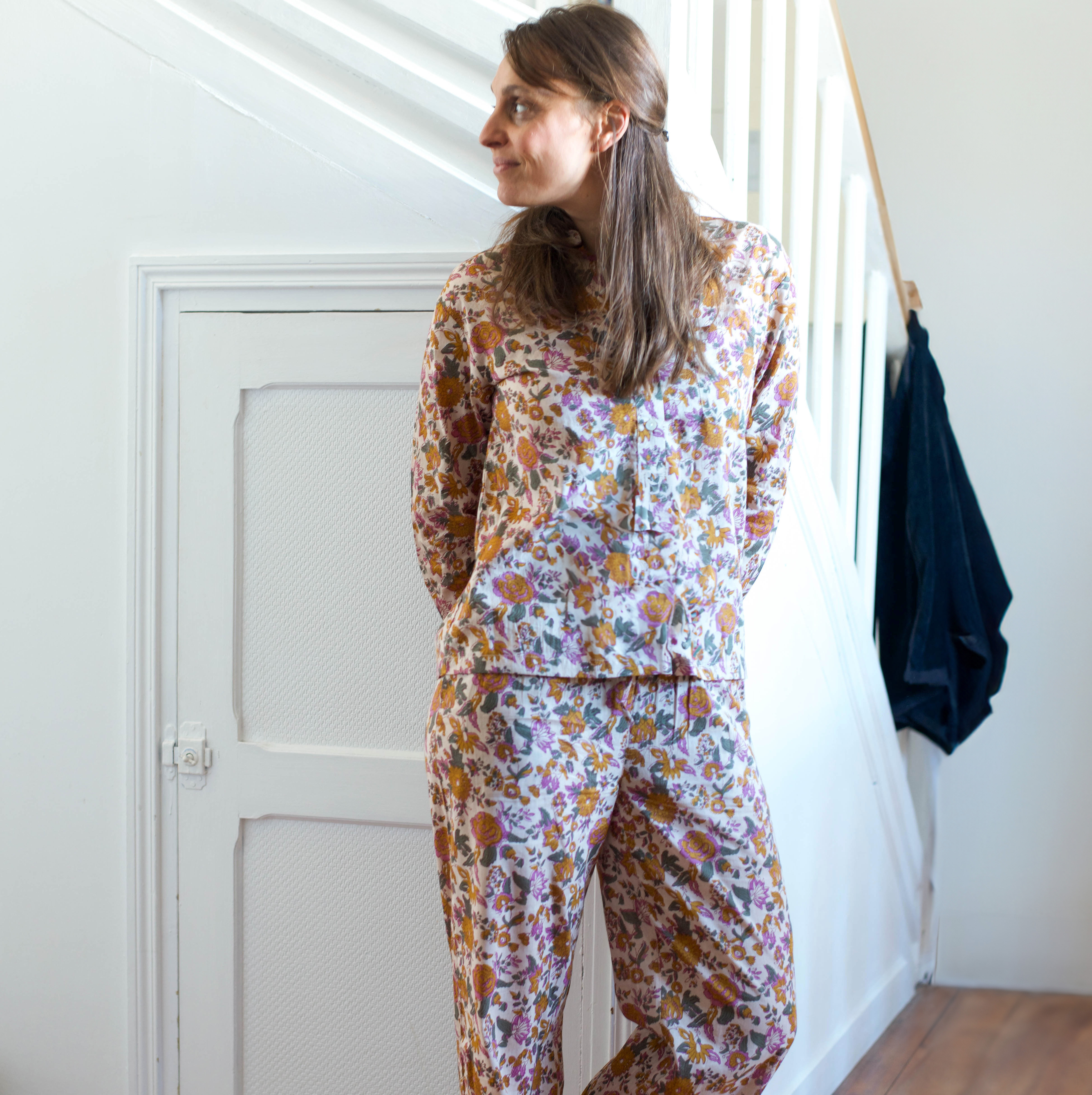 果阿茶色混桃紅-長袖｜睡衣套裝