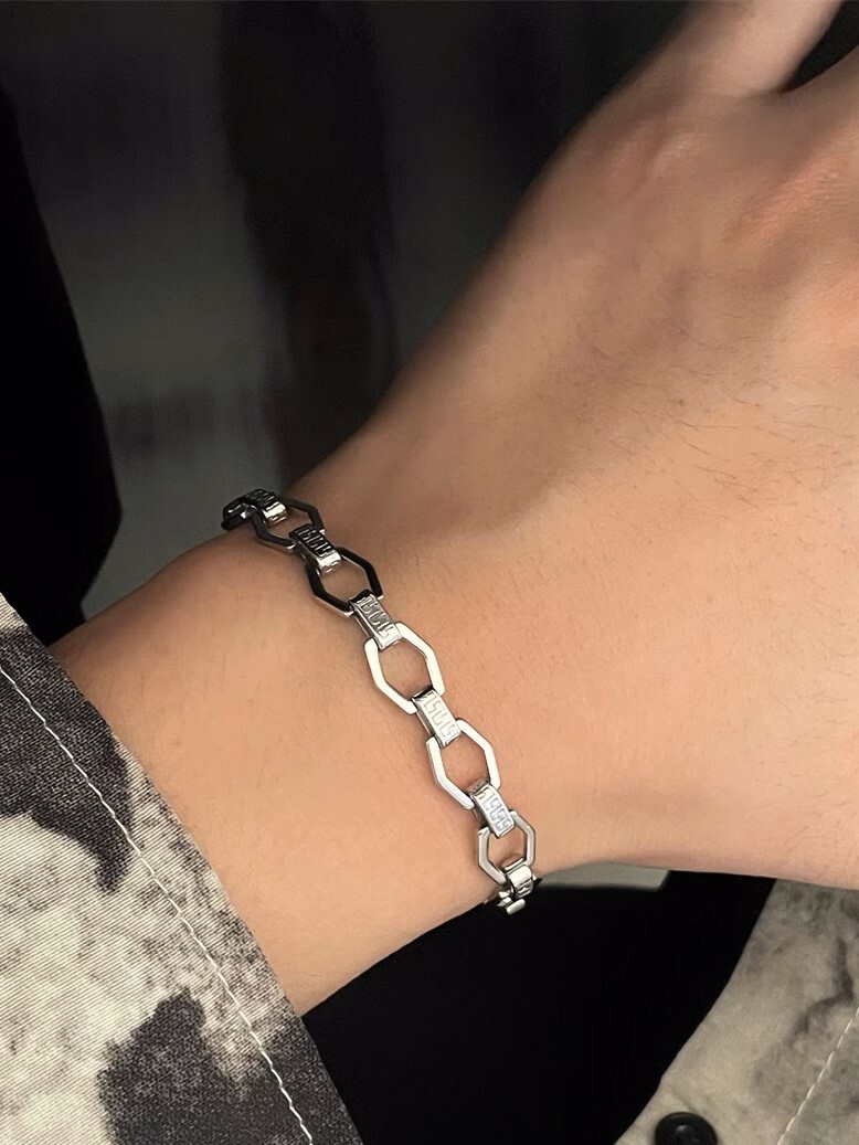 SIMPLEACTION accessories 鈦鋼hexagon簡約拼接手鏈