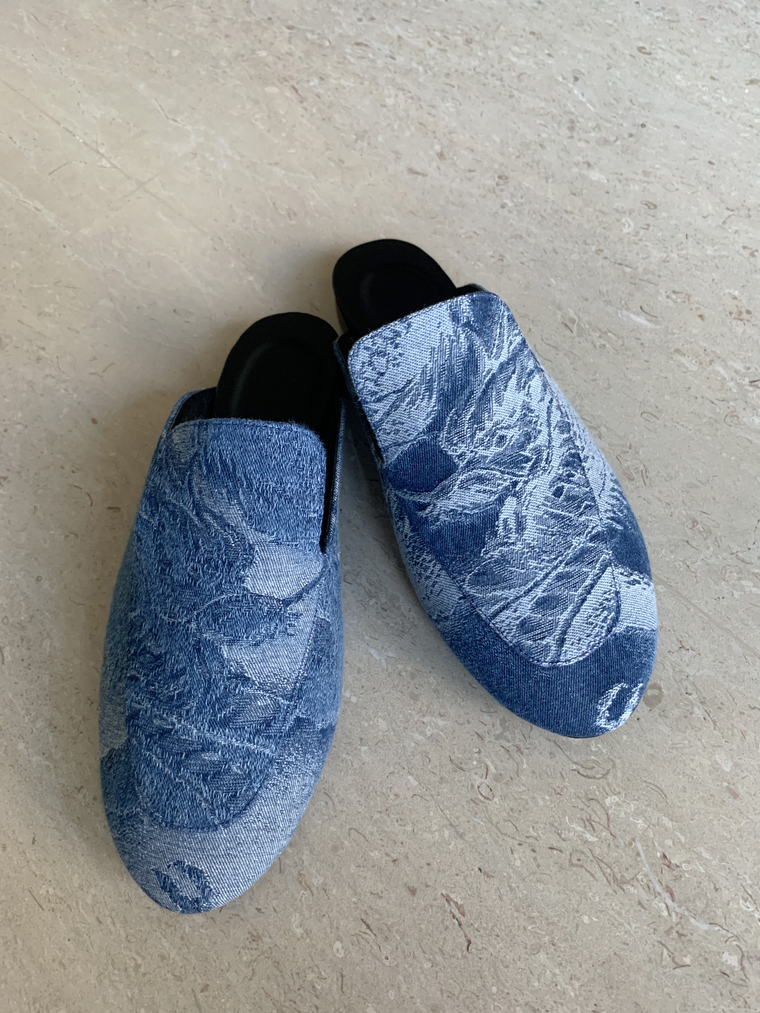 龍紋丹寧提花穆勒鞋