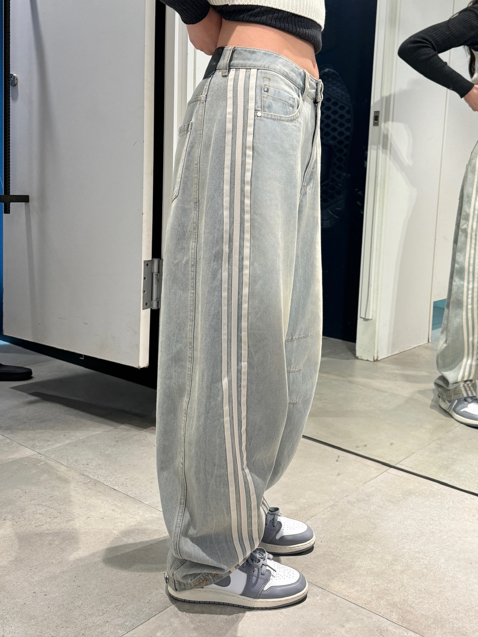 Adidas ADILENIUM 水洗牛仔長褲 淺牛仔/復古黑