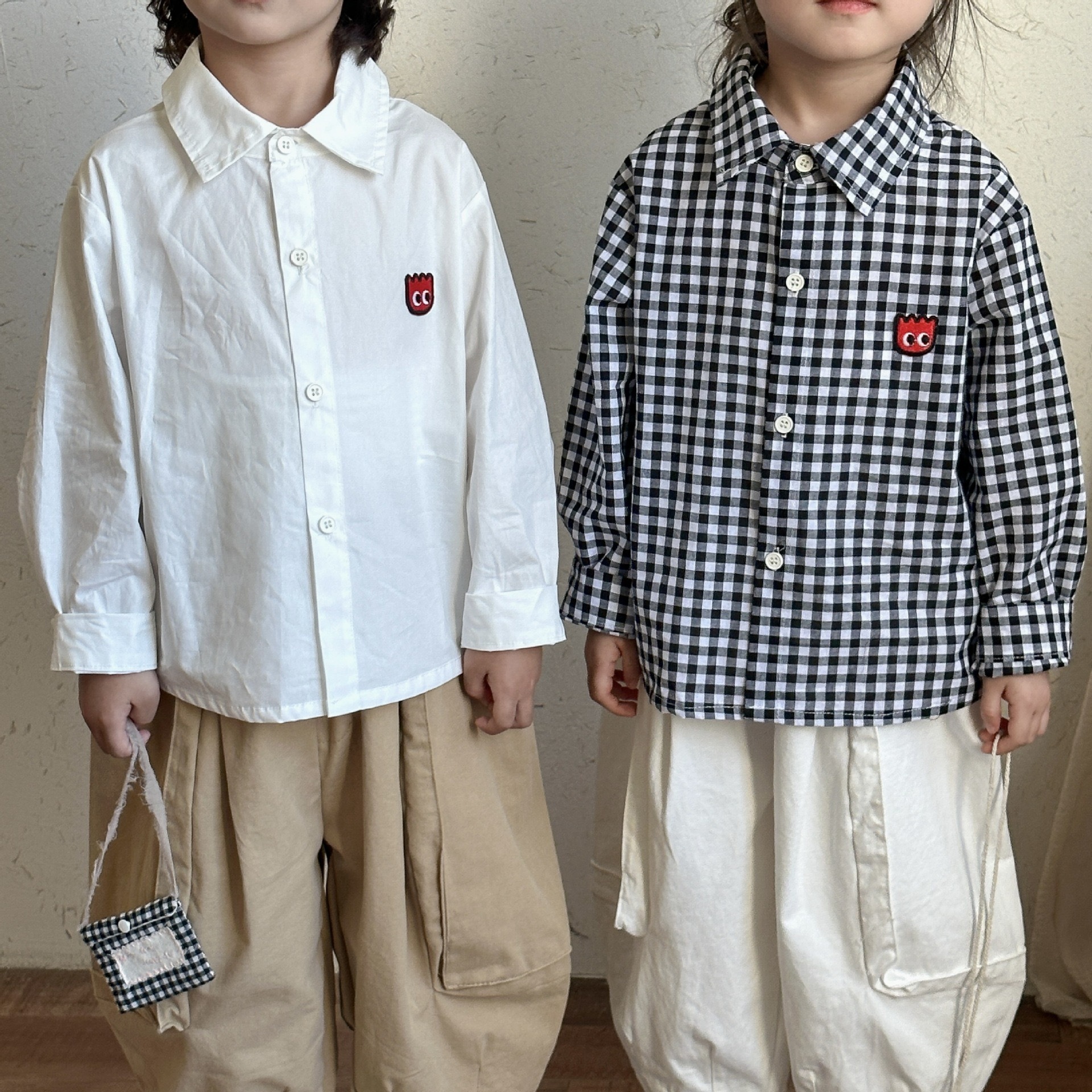 純棉小眼睛格紋/素色襯衫