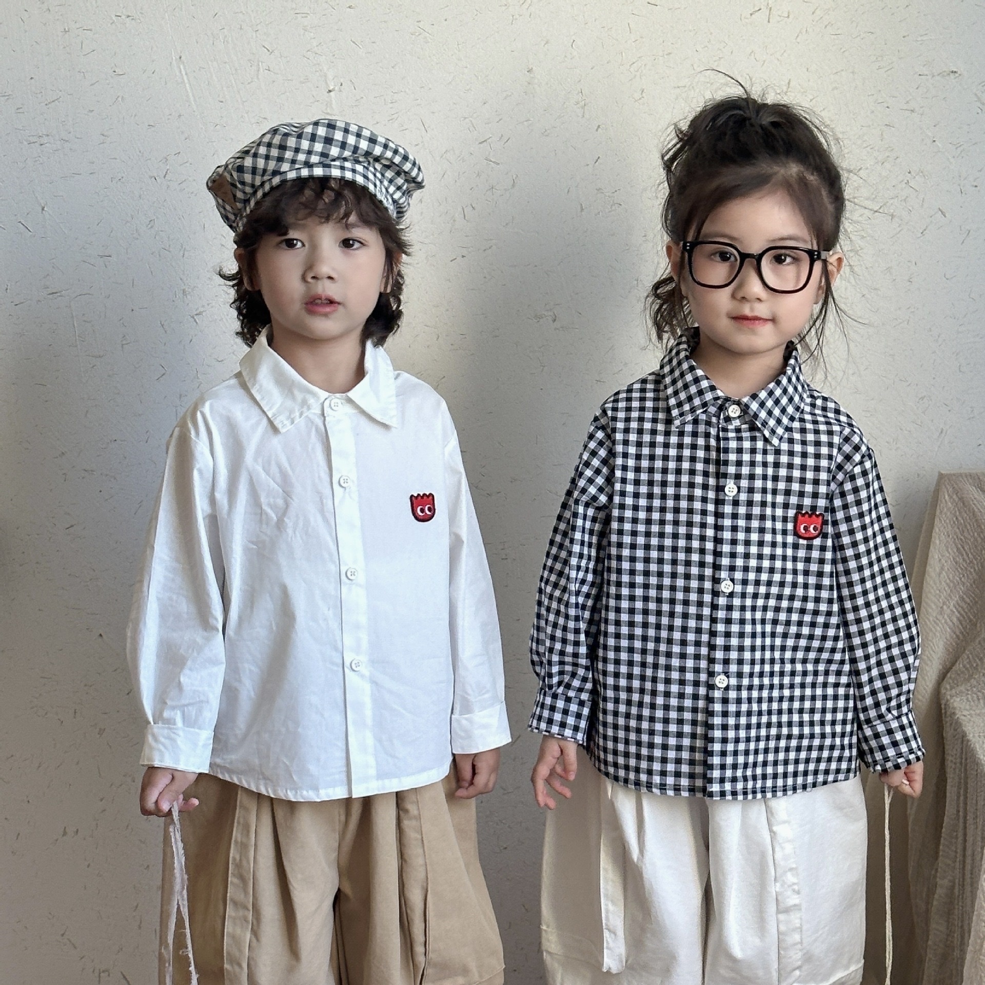 純棉小眼睛格紋/素色襯衫