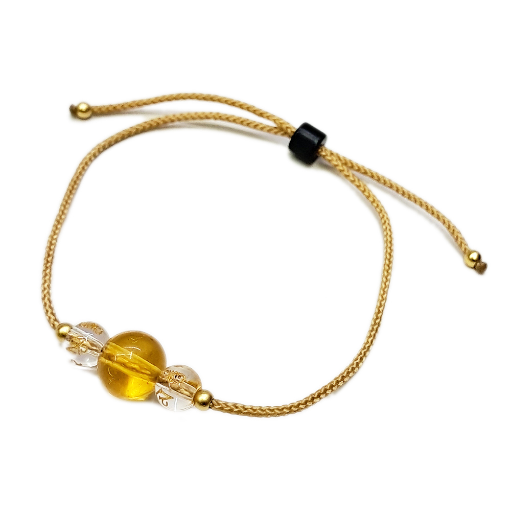 金絲琥珀&六字真言{水晶}&中國結手鍊 【十方】154242