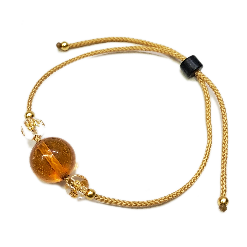 金絲琥珀&六字真言{水晶}&中國結手鍊 【十方】154243