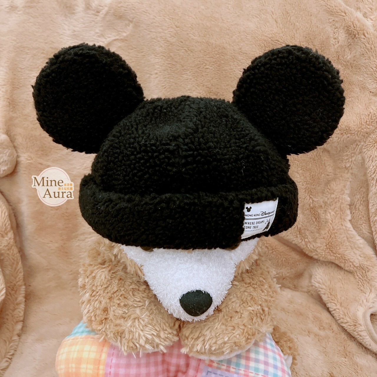 (現貨) 米奇 Mickey 立體耳朵 造型 QQ毛 羊羔毛 黑色 保暖 帽子 -香港迪士尼樂園