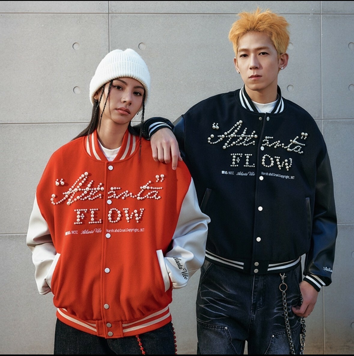 harsh and cruel 2025SS 美式 復古 珍珠 刺繡 LOGO 棒球外套