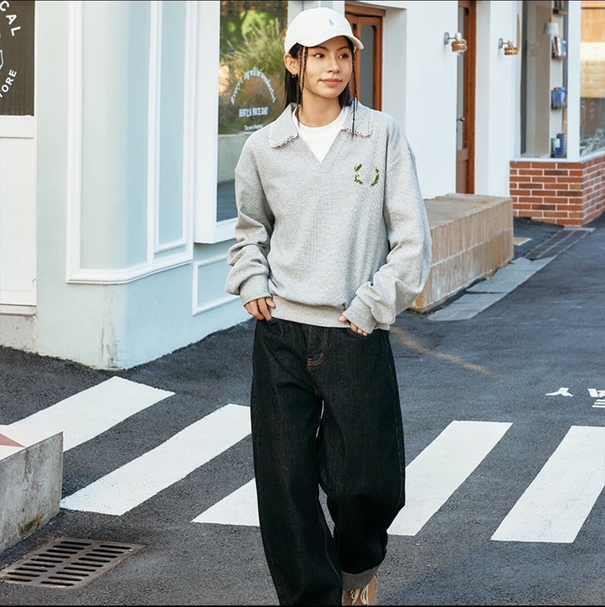 harsh and cruel 2025SS 華夫格 V領 蕾絲邊 刺繡 女款 polo衫