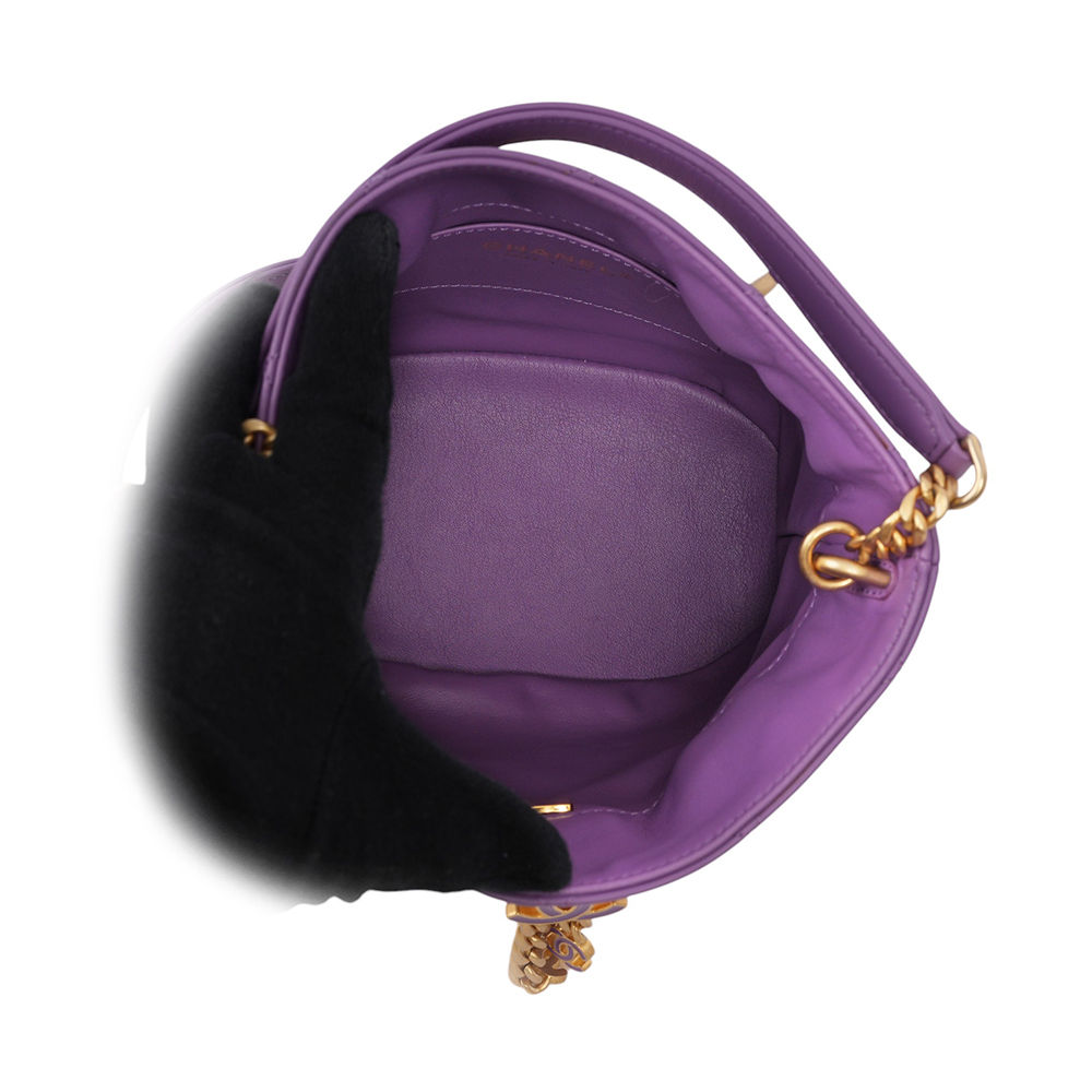 CC Logo 琺瑯釦束口迷你福袋包/水桶包(紫色) J0G03E2J