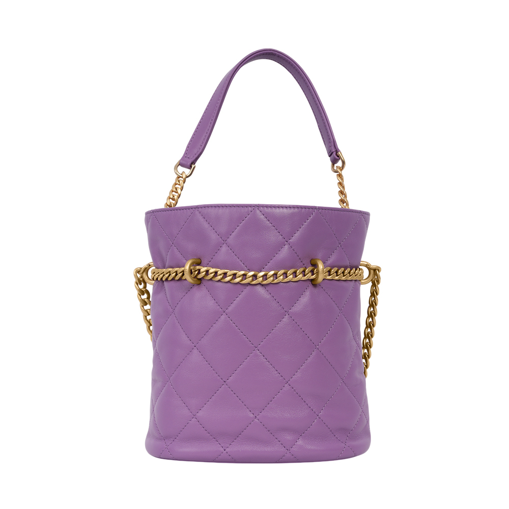 CC Logo 琺瑯釦束口迷你福袋包/水桶包(紫色) J0G03E2J