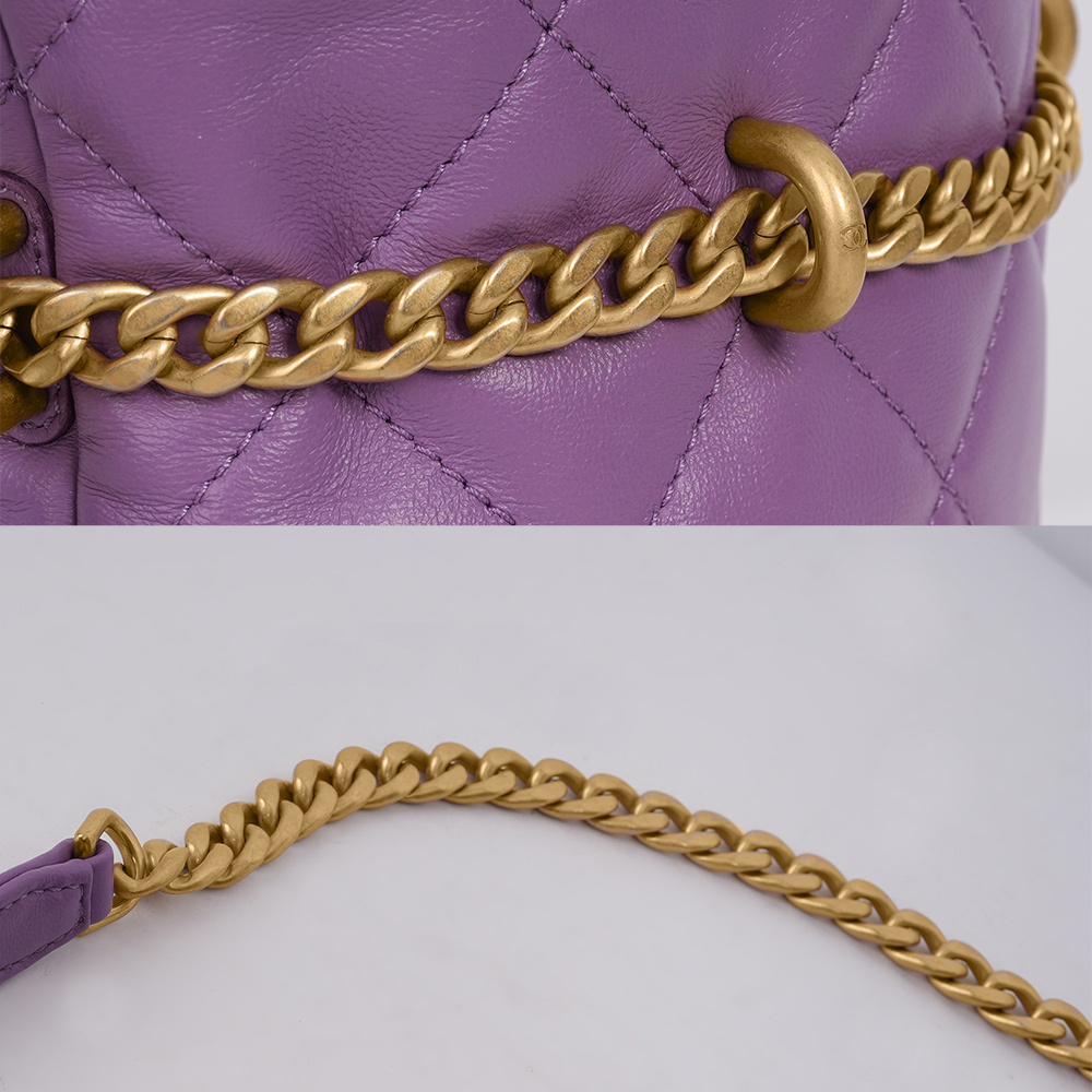 CC Logo 琺瑯釦束口迷你福袋包/水桶包(紫色) J0G03E2J