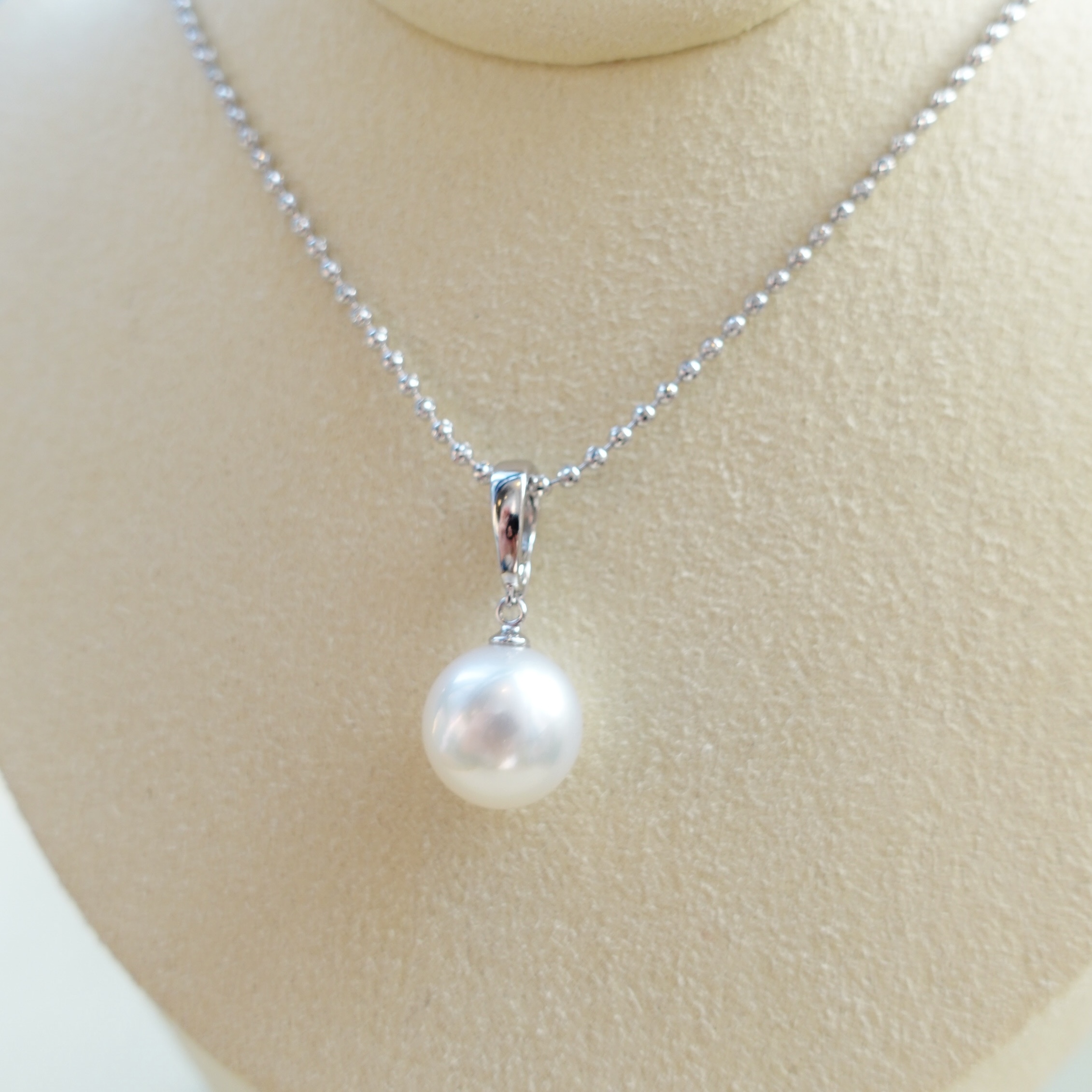 18K金澳洲白珠開口吊墜 (11-12mm)