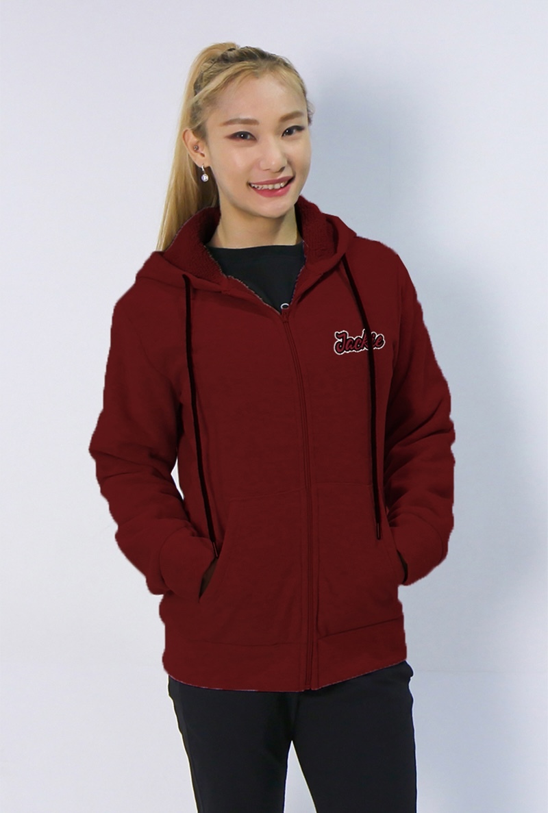 JACKIE紅色連帽拉鍊外套