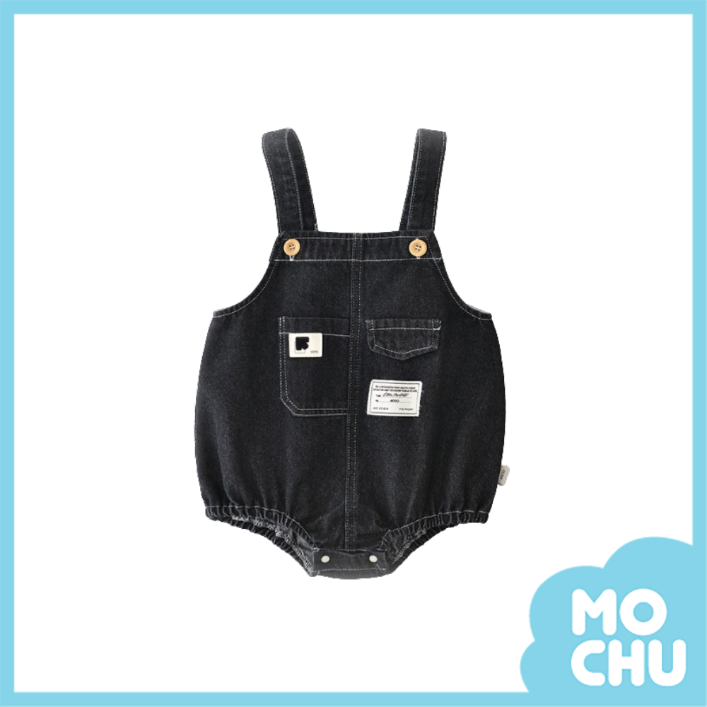 口袋標籤吊帶包屁褲