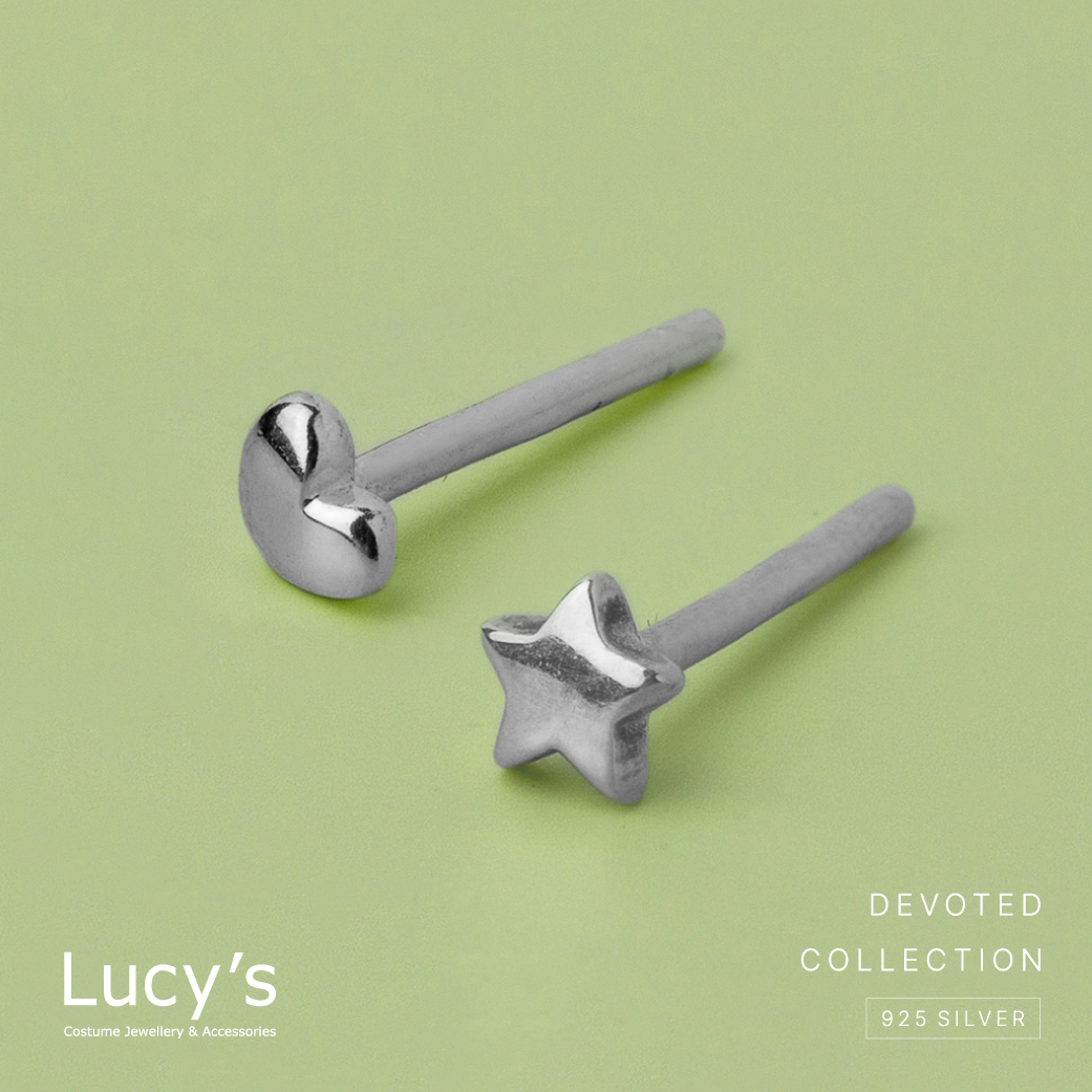 純銀字母系列 | 925純銀 愛心/星星 單支耳環 (二款) (100618/100619)