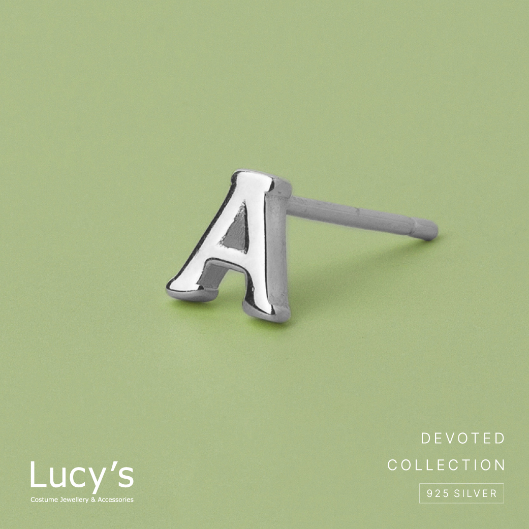 純銀字母系列 | 925純銀 A 單支耳環 (95856)