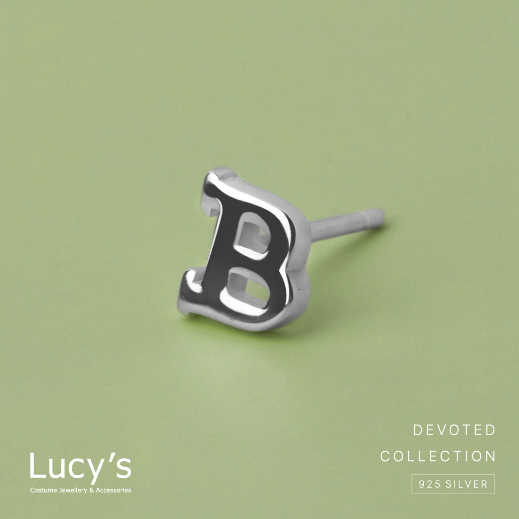 純銀字母系列 | 925純銀 B 單支耳環 (95857)