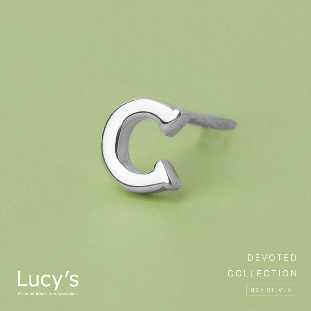 純銀字母系列 | 925純銀 C 單支耳環 (95858)