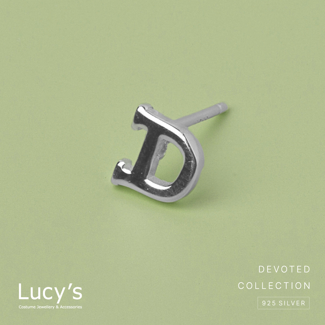 純銀字母系列 | 925純銀 D 單支耳環 (95859)