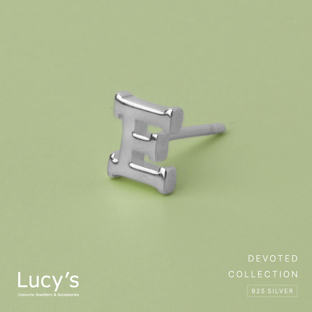 純銀字母系列 | 925純銀 E 單支耳環 (95860)