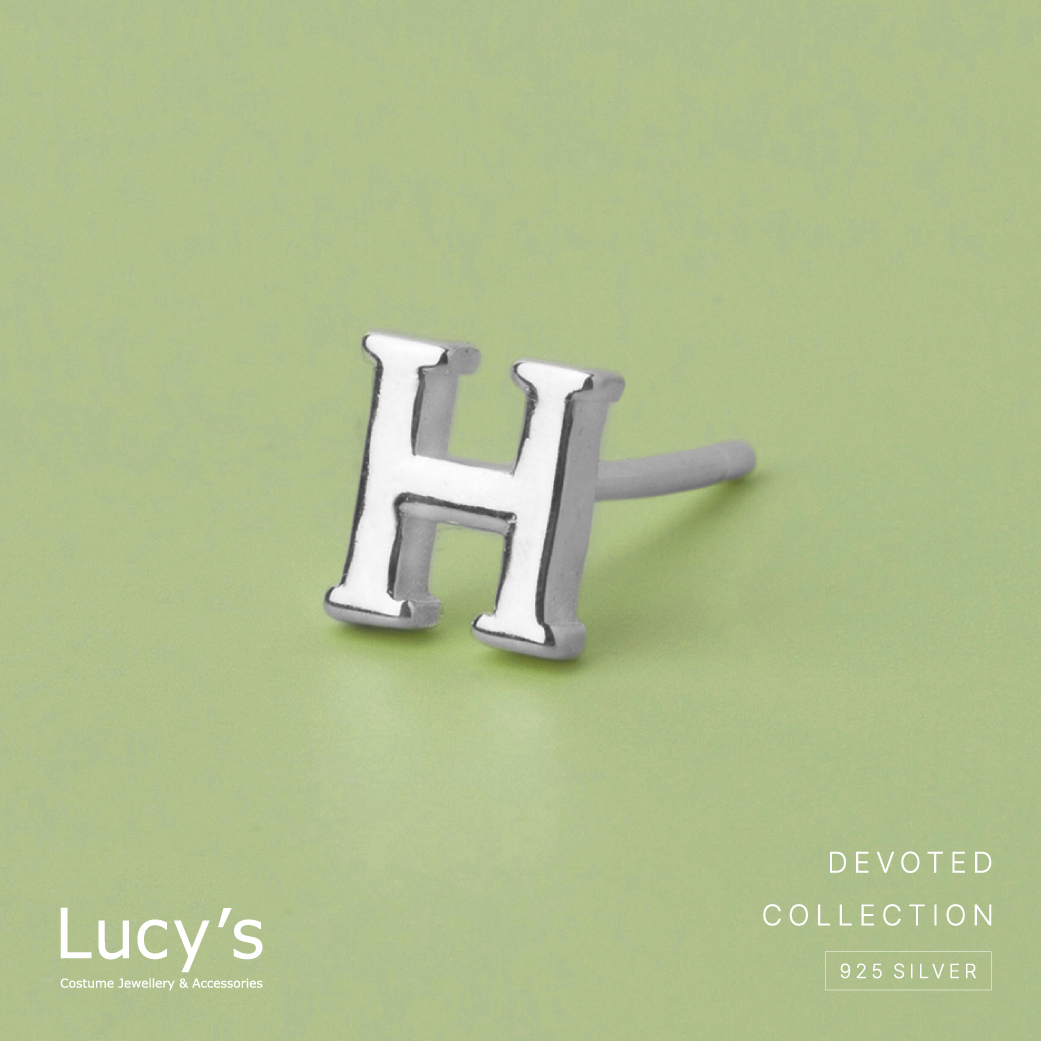 純銀字母系列 | 925純銀 H 單支耳環  (95863)