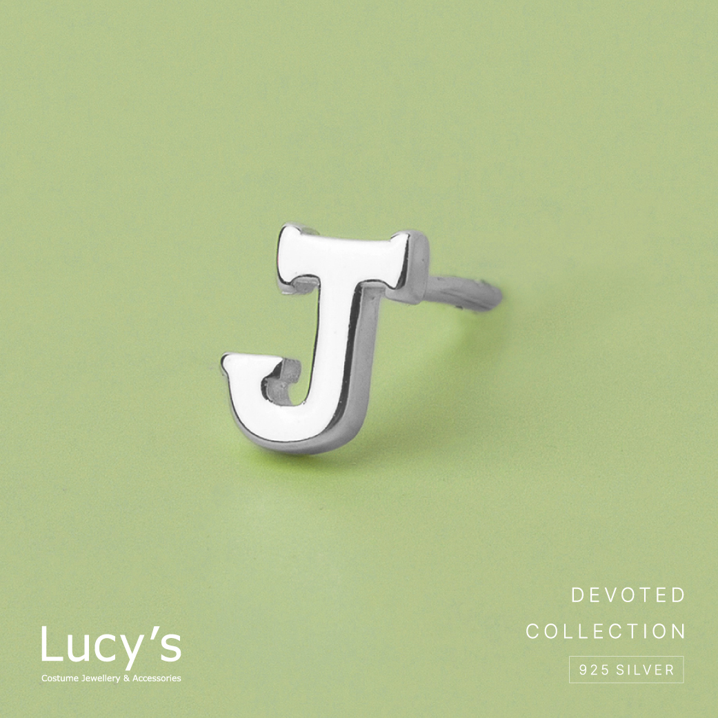 純銀字母系列 | 925純銀 J 單支耳環  (95865)