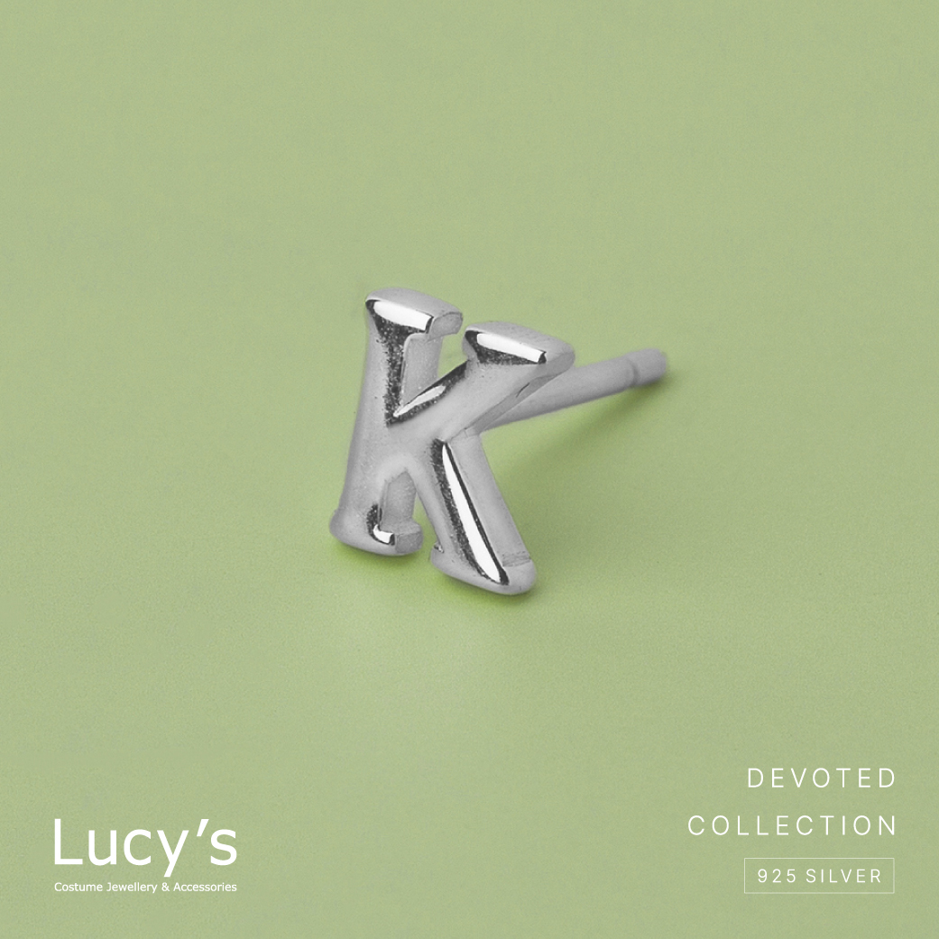 純銀字母系列 | 925純銀 K 單支耳環  (95866)