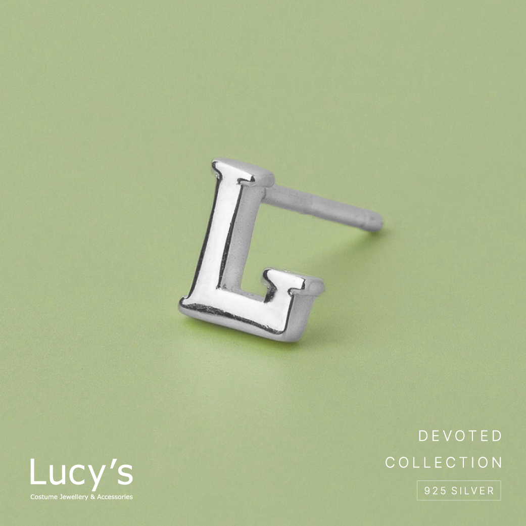 純銀字母系列 | 925純銀 L 單支耳環  (95867)