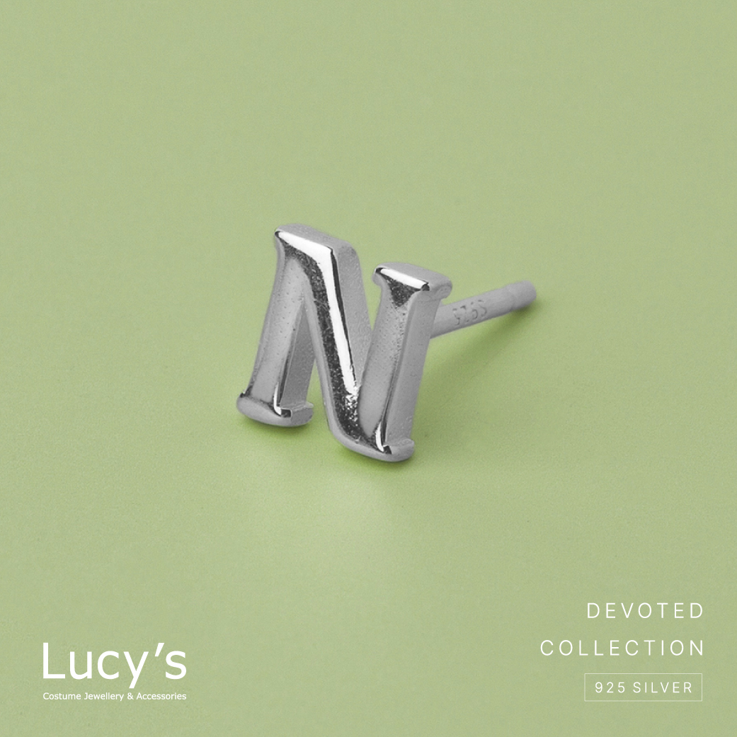 純銀字母系列 | 925純銀 N 單支耳環  (95869)