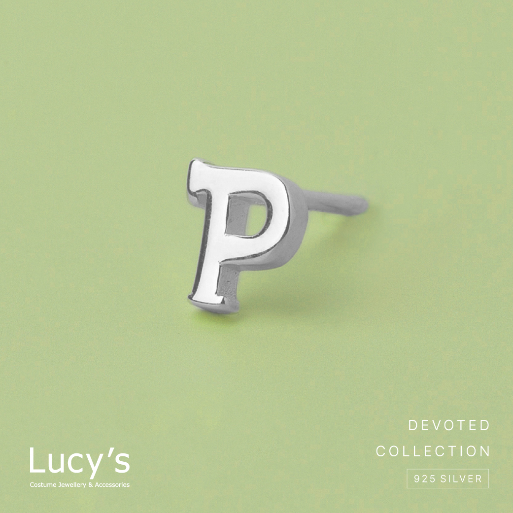 純銀字母系列 | 925純銀 P 單支耳環  (95871)