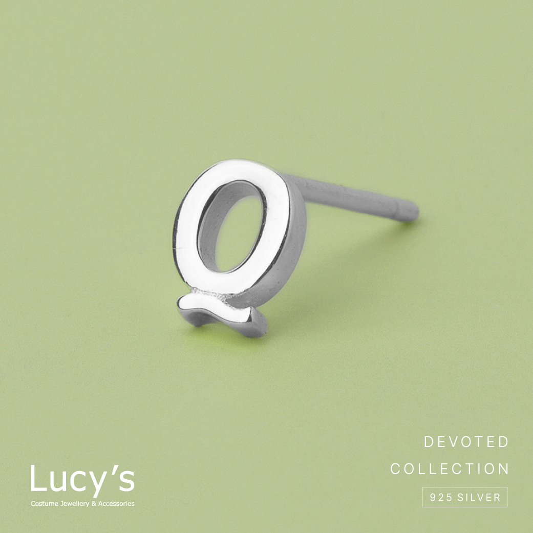 純銀字母系列 | 925純銀 Q 單支耳環 (95872)