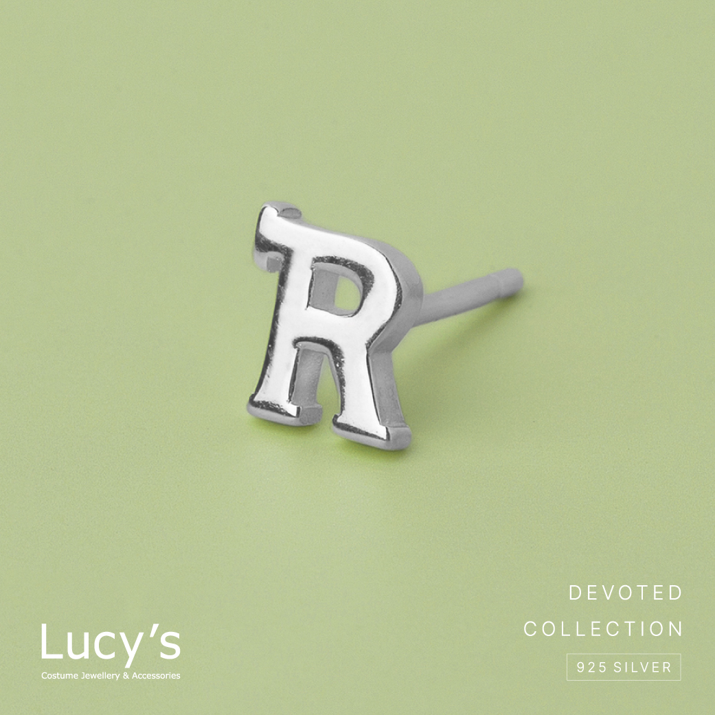 純銀字母系列 | 925純銀 R 單支耳環 (95873)