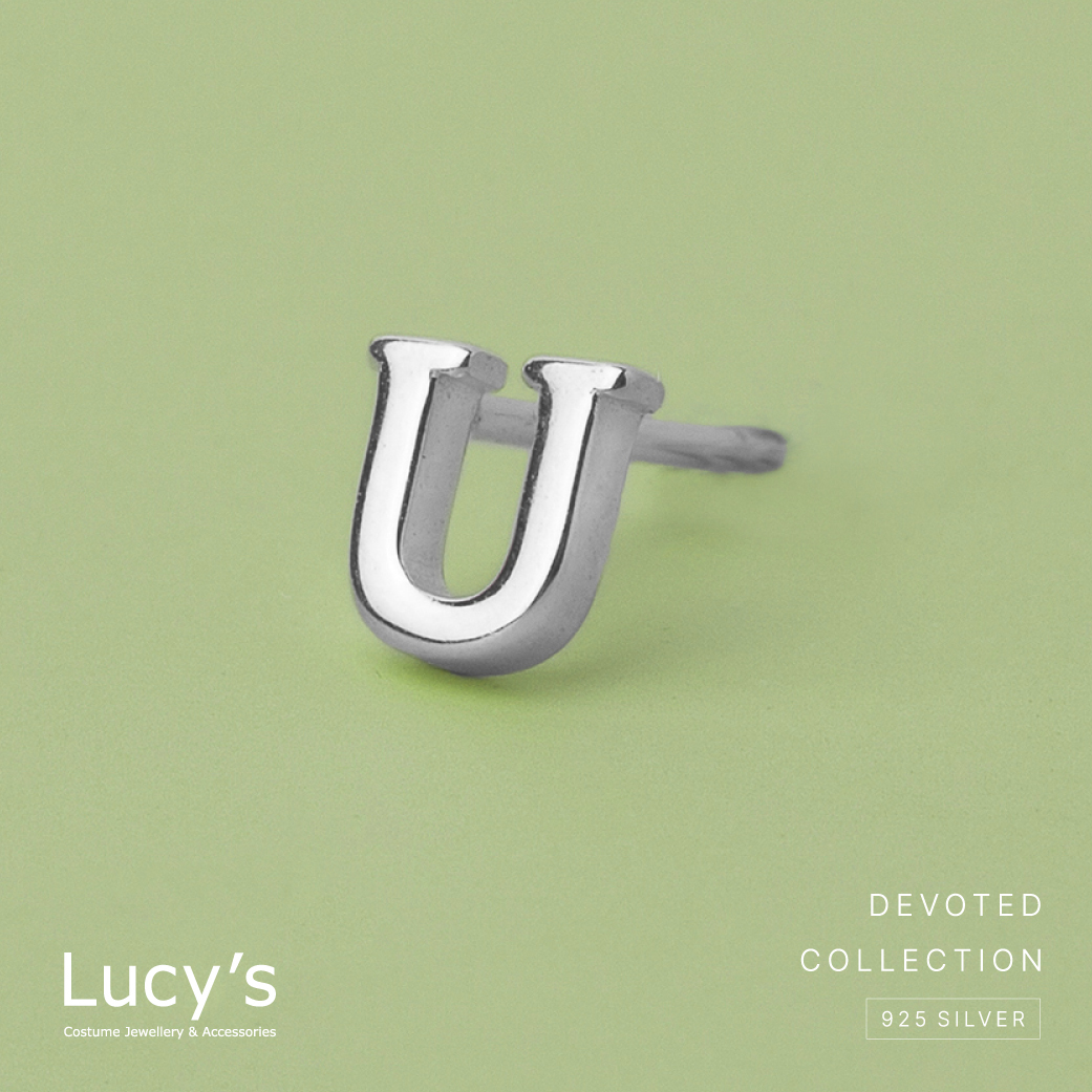 純銀字母系列 | 925純銀 U 單支耳環 (95876)