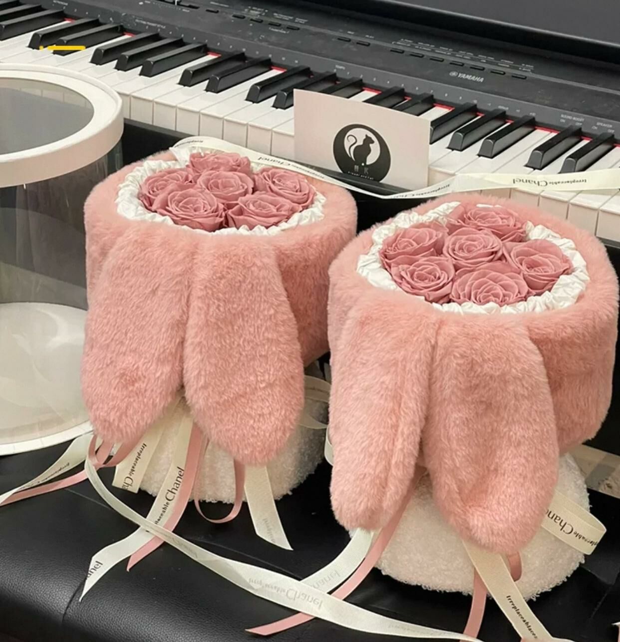 Pink Bunny Ear Soap Roses Bouquet - 7 Stalks