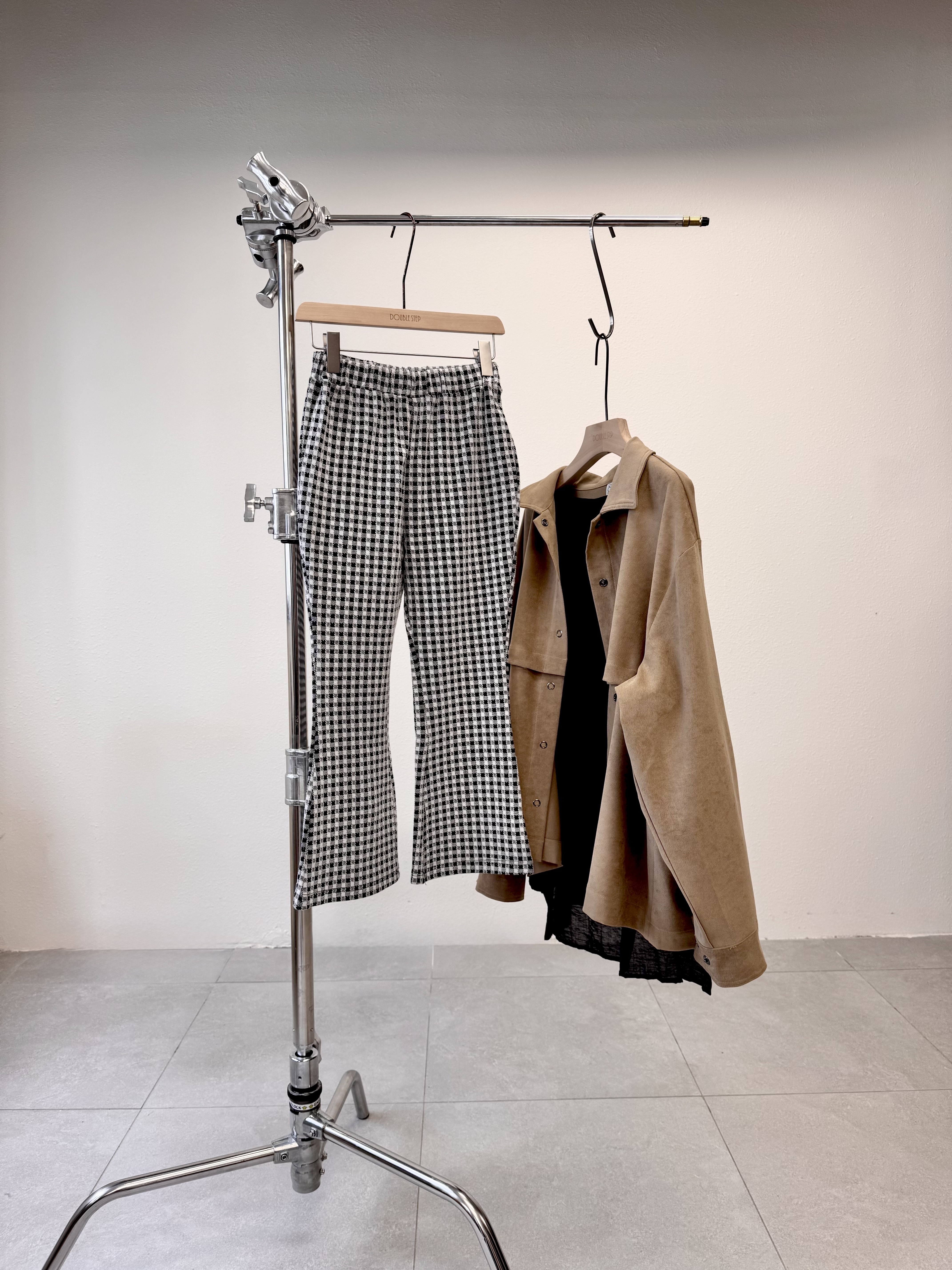 9672｜小個子必入！棋盤格七分喇叭褲