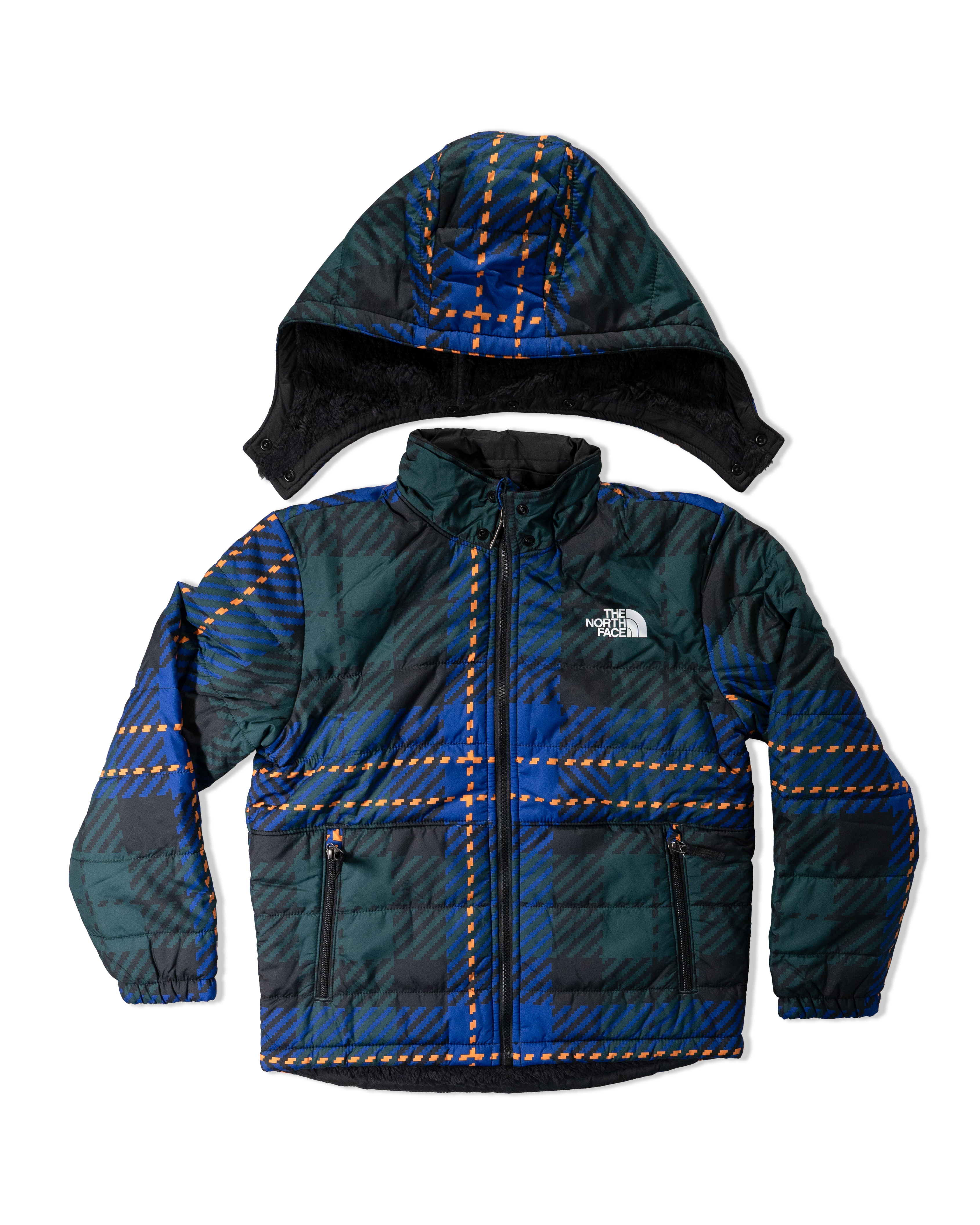 TNF北臉 0132 童 藍綠馬賽克 鋪棉