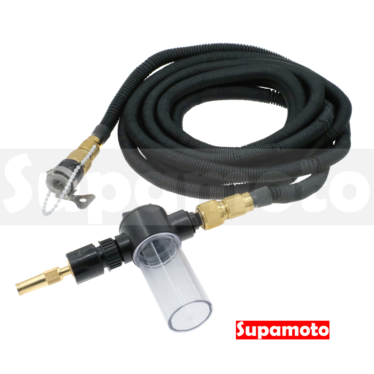 -Supamoto- 15米伸縮泡沫水槍組—直噴 (鋁合金/全金屬/彈力/水管/洗車/高壓/噴槍/魔術/無段花灑)