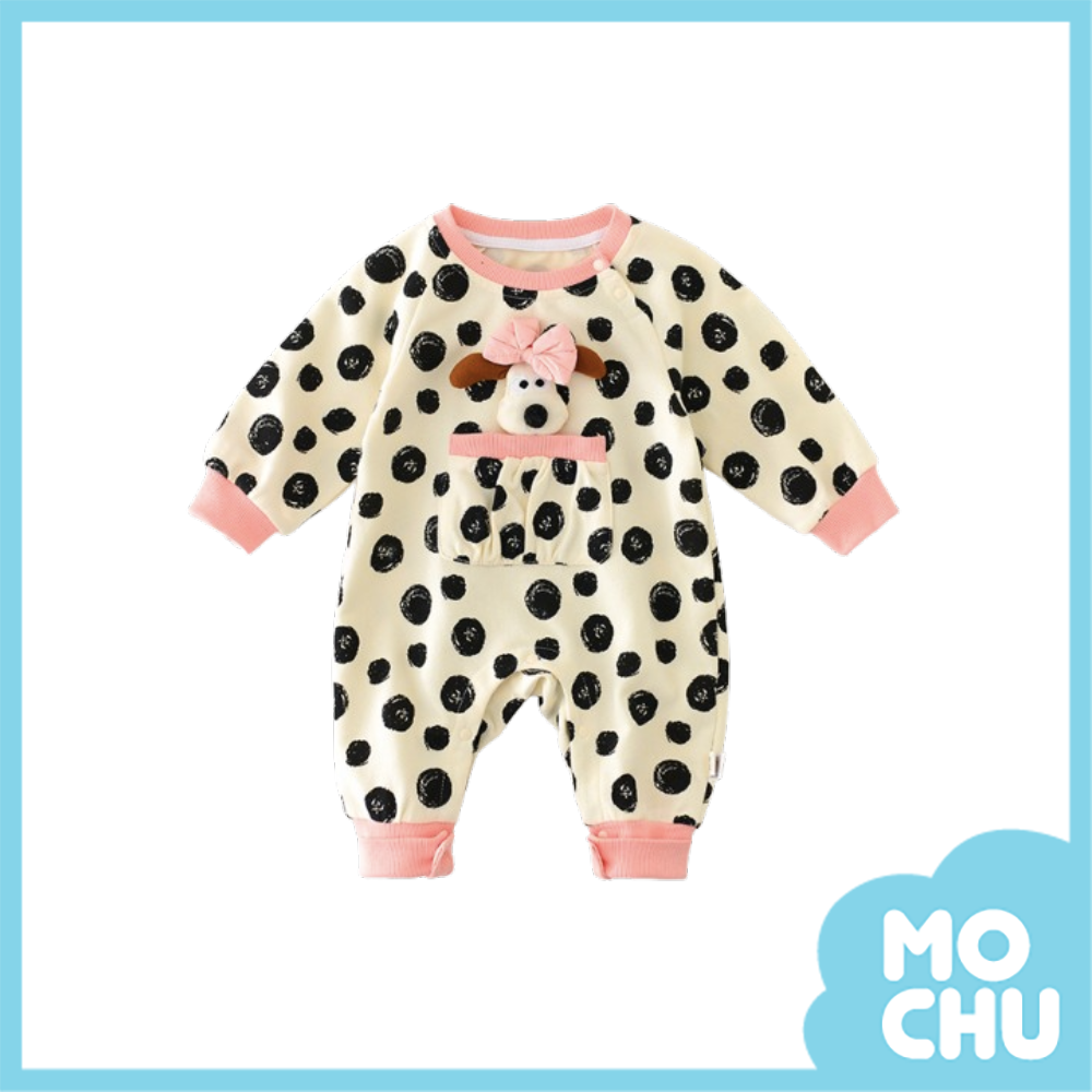 蝴蝶結狗狗波點連身衣