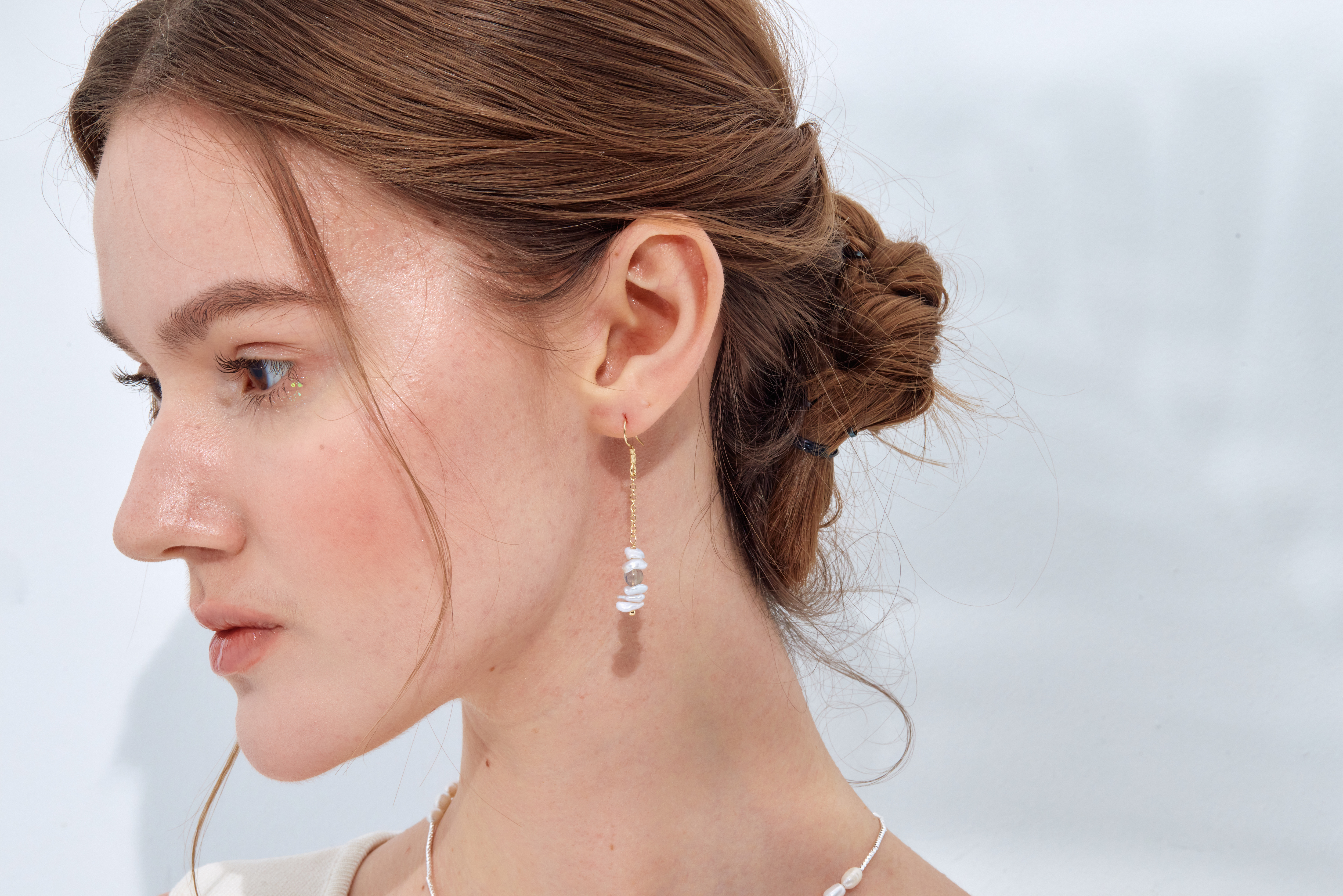 E1861 | 14kgf 淡水珍珠垂墜式耳環